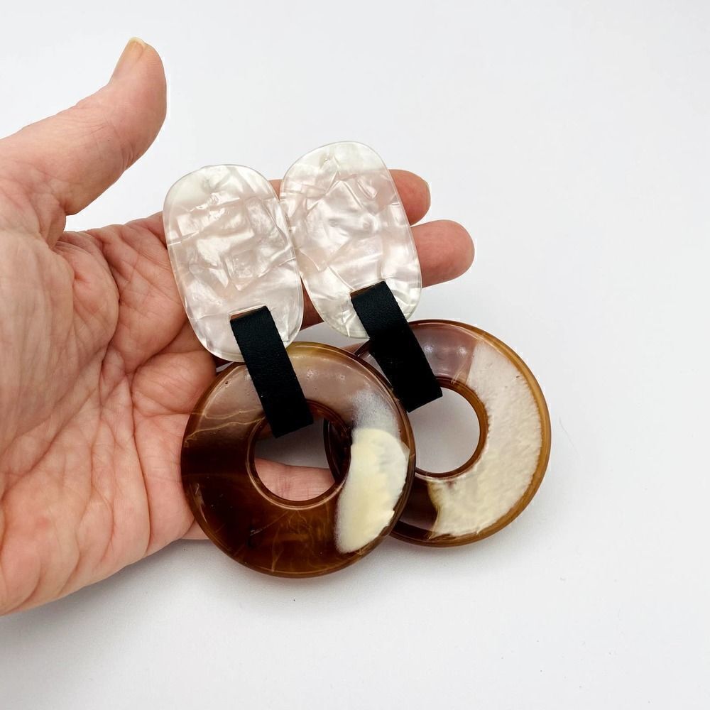 Amrita Singh Resin and Faux Leather Large Statement Earrings